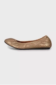 Gold embossed ballet flats