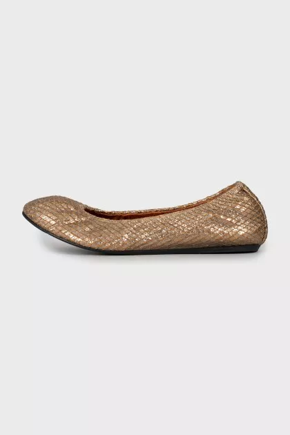 Gold embossed ballet flats