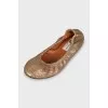 Gold embossed ballet flats