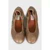 Gold embossed ballet flats