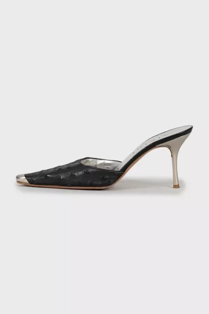 Leather mules with metal toe