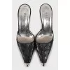Leather mules with metal toe