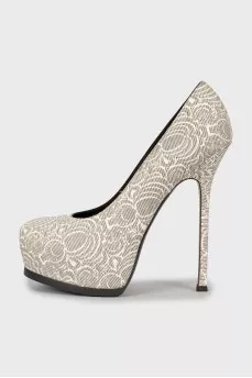 Printed shoes with embossed leather