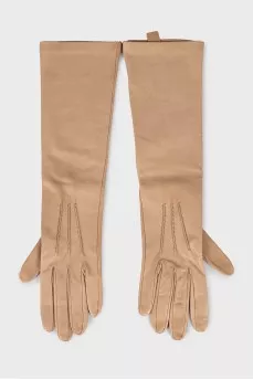 Beige leather gloves