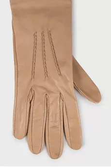 Beige leather gloves