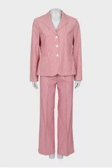 Striped suit with tag