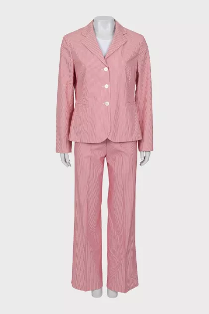 Striped suit with tag