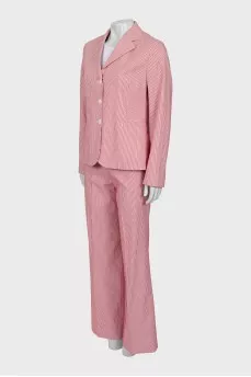 Striped suit with tag