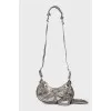Silver bag with hanging mirror