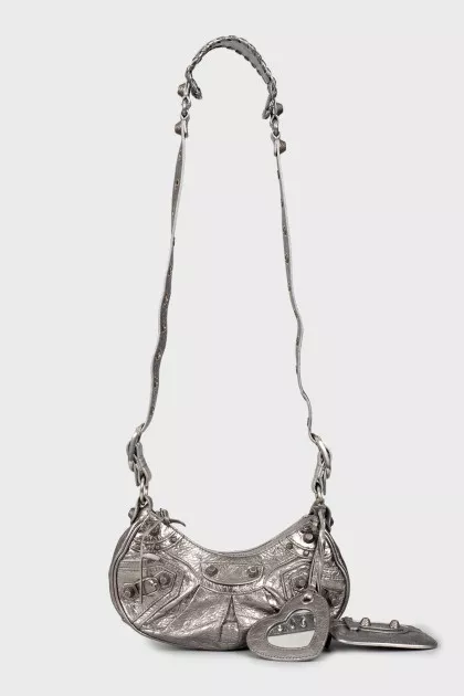 Silver bag with hanging mirror
