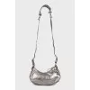 Silver bag with hanging mirror