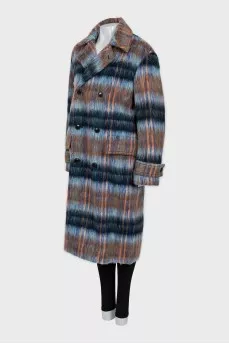 Mixed color double-breasted coat