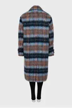 Mixed color double-breasted coat