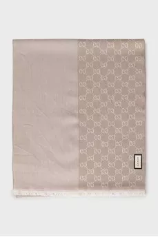 Wool scarf with signature print