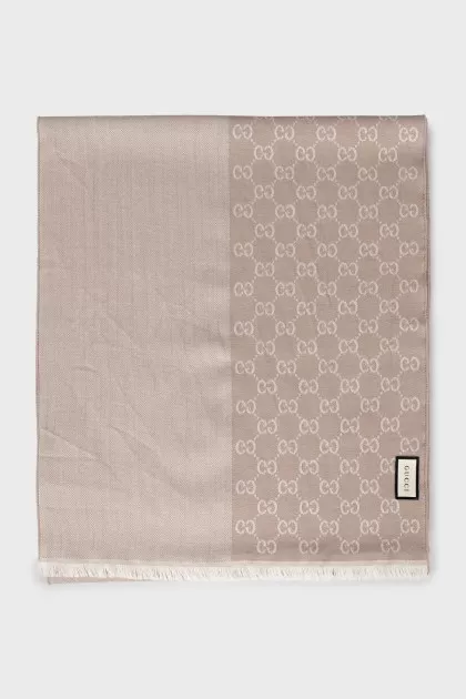 Wool scarf with signature print