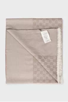 Wool scarf with signature print