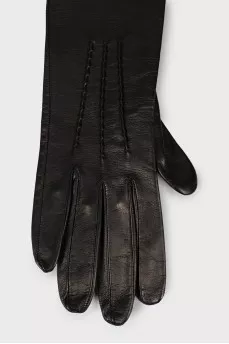 Black leather gloves