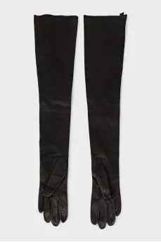 Black leather gloves
