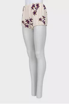 Silk mini shorts with star print