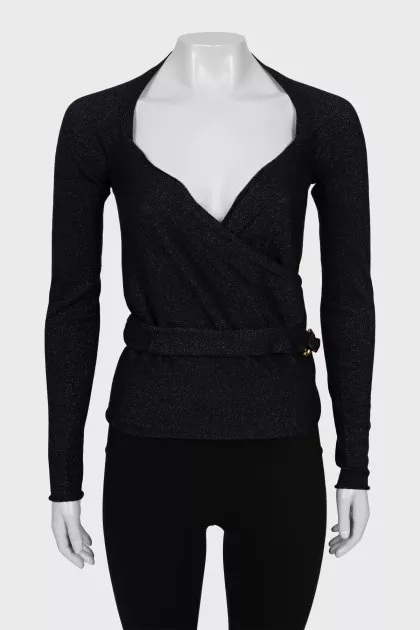 Cardigan with lurex wrap