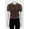 Brown cashmere and suede T-shirt