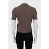 Brown cashmere and suede T-shirt