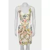 Printed silk fitted dress