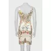 Printed silk fitted dress