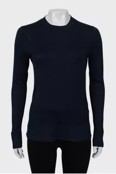 Blue long sleeve cotton and silk