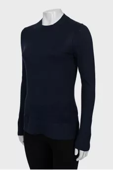 Blue long sleeve cotton and silk