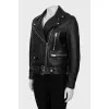 Leather jacket with bias closure