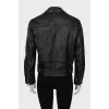 Leather jacket with bias closure
