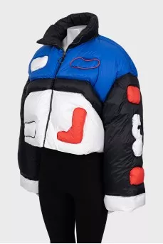 Oversized down jacket in combined color