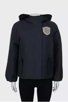 Black straight-fit jacket with hood