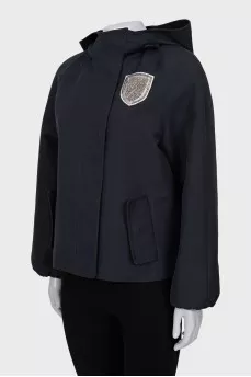Black straight-fit jacket with hood