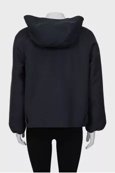 Black straight-fit jacket with hood