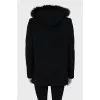 Cropped coat with fur hood