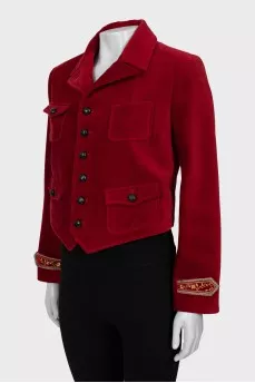 Velor jacket with buttons