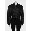Black cropped bomber jacket