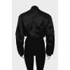 Black cropped bomber jacket