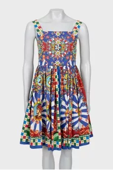 Printed dress with straps