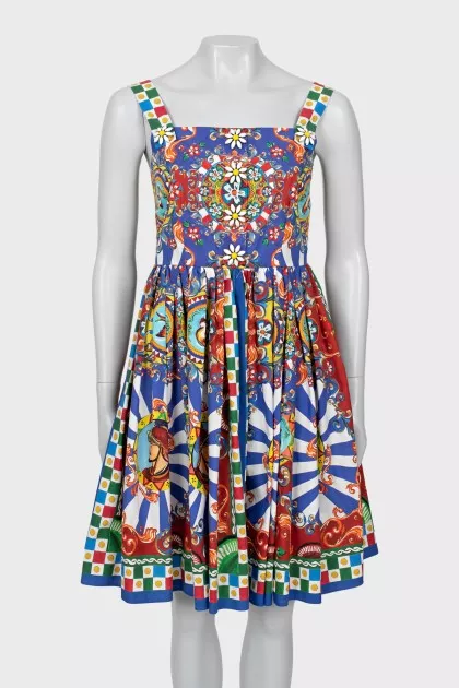 Printed dress with straps