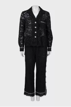 Suit with lace trousers