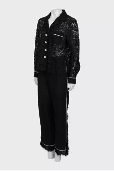 Suit with lace trousers