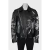 Men's leather jacket with print