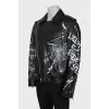 Men's leather jacket with print