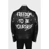 Men's leather jacket with print