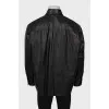 Men's leather shirt with gold buttons