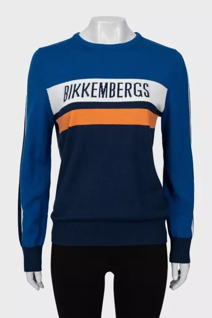 Knitted sweater with signature print