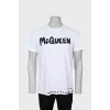 Men's white T-shirt with brand logo